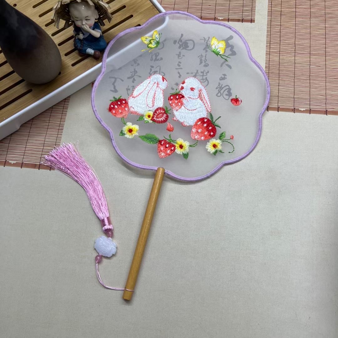 Double-sided embroidered Suzhou embroidery folding fans, ancient-style fans, Hanfu fans, dance fans, decorative items, embroidered fans, folding fans, folding fans, fans for children, summer Chinese style detail image 17