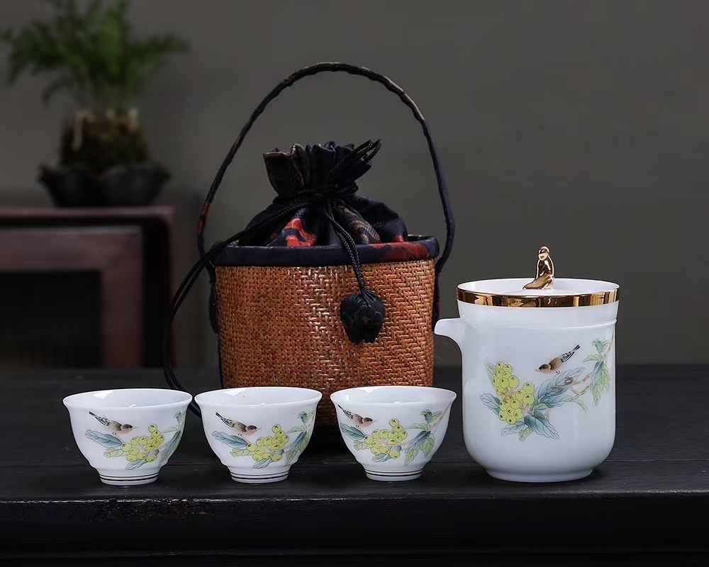Red pine craft gift, high-end tea set, travel tea set, portable tea set, integrated design, exquisite and practical, pleasing to the eye tea set detail image 7
