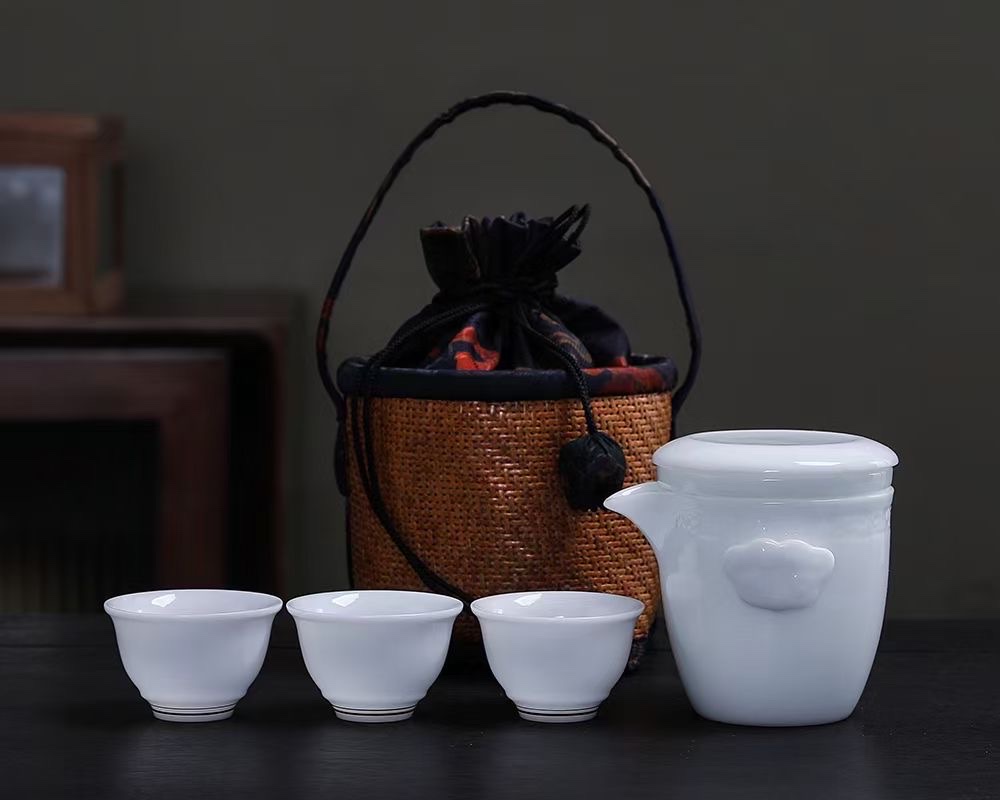 Red pine craft gift, high-end tea set, travel tea set, portable tea set, integrated design, exquisite and practical, pleasing to the eye tea set detail image 8