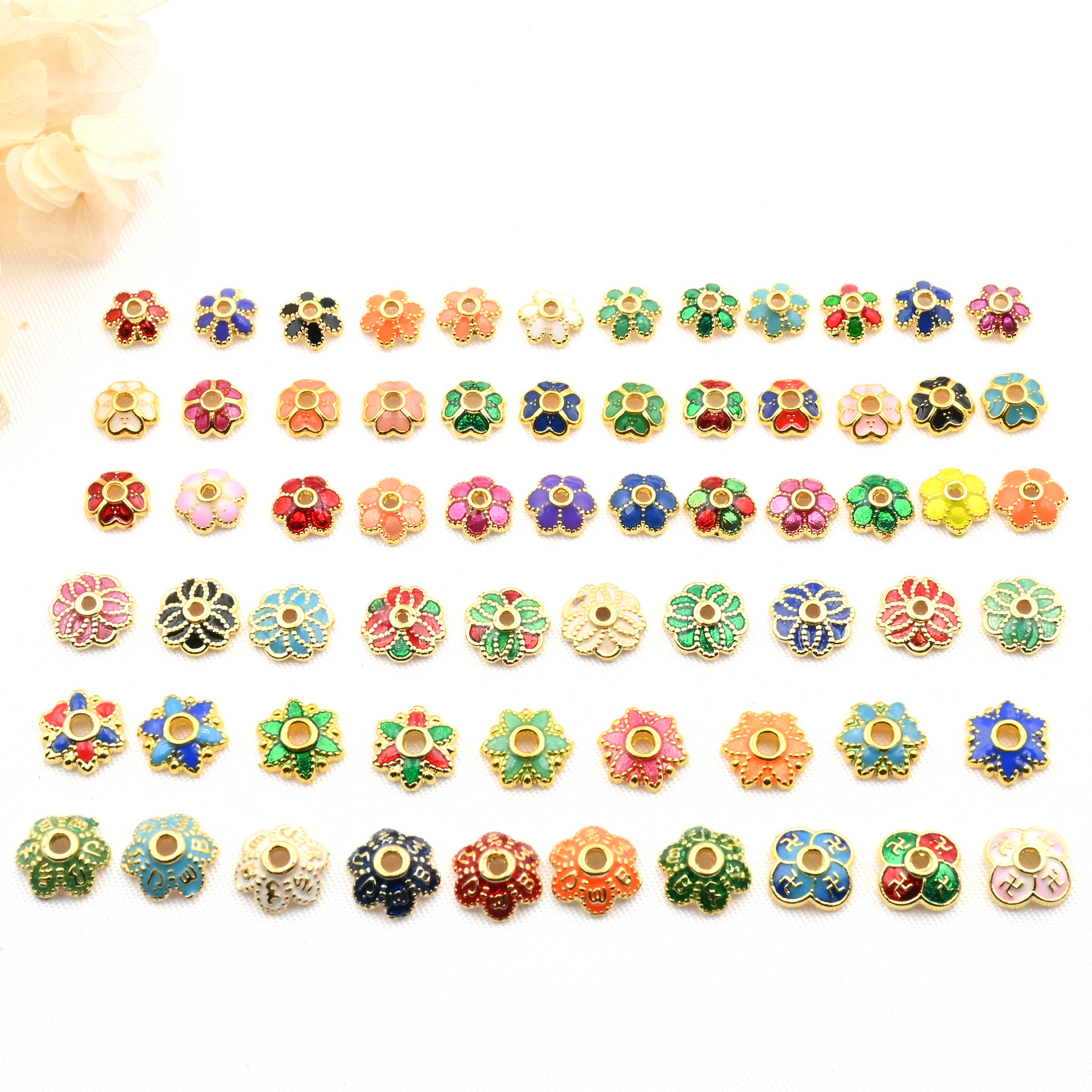 Best-selling Chinese-style oil-dripping color-retaining flower holders, diy flower hats, beaded jewelry accessories, alloy accessories