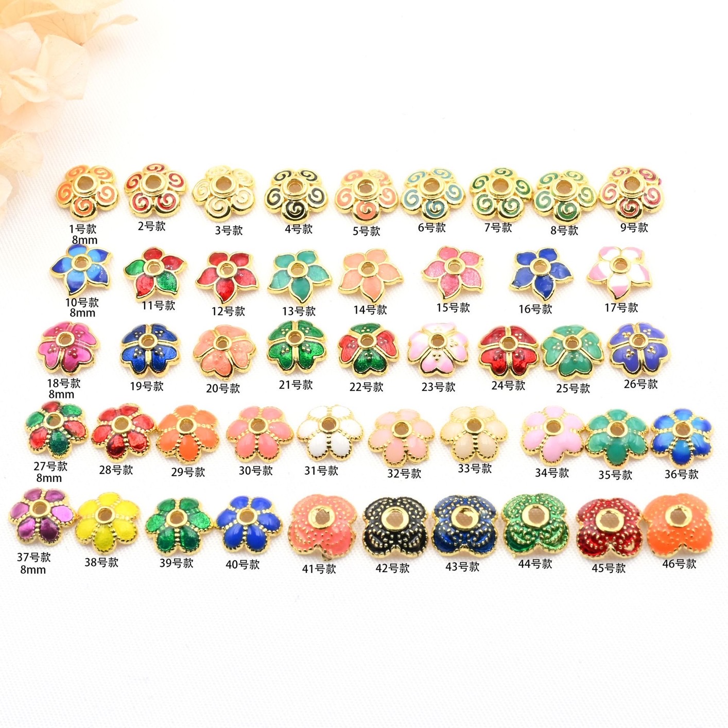 Best-selling Chinese-style oil-dripping color-retaining flower holders, diy flower hats, beaded jewelry accessories, alloy accessories details Picture