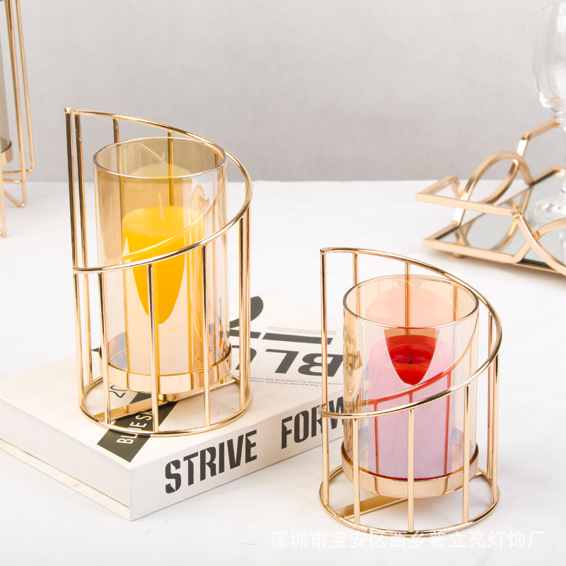 Nordic Wind Electroplated Golden Candlestick Holiday Party Atmosphere Decoration Candlestick Foreign Trade Cross-Border Preferred Manufacturers In Stock Specification drawing