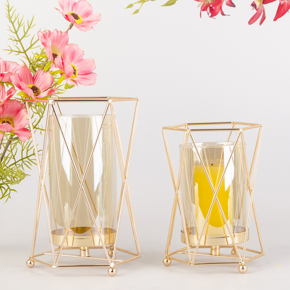 Nordic Candlestick Creative Electroplating Golden Flower Stand Wedding Geometric Iron Ornaments Simulation Flower Stand Manufacturers In Stock Specification drawing