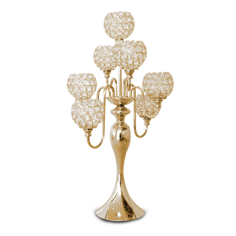 Creative European Vintage High-End Home Wedding Wedding Props 7 Head Crystal Candle Stand Hotel Club Model Room