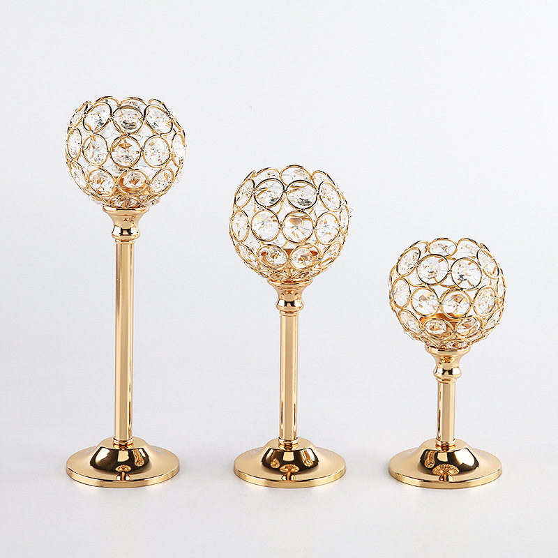 European Mini Crystal Candlestick Creative Metal Decoration Wedding Hotel Home Candlelight Dinner Props Decoration details Picture