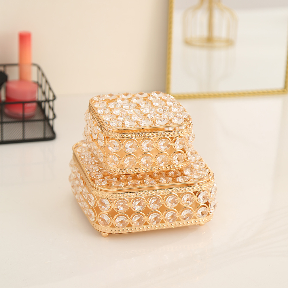Fashion Light Luxury Large Capacity Storage Box Creative Multi-Purpose Exquisite Storage Box Multi-Style Golden Candy Box Specification drawing