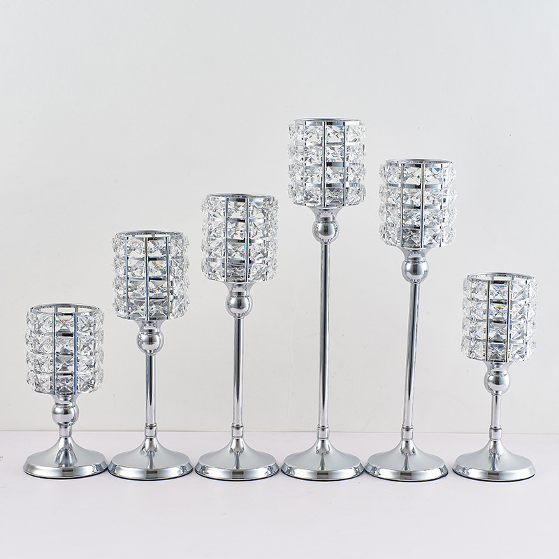 Hot European Crystal Candlestick Wedding Props Party Decoration Candle Cup Home Decoration Candlestick Table Setting Specification drawing