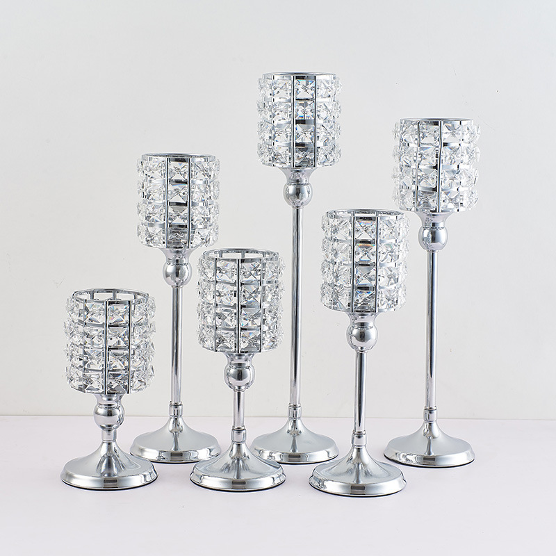 Hot European Crystal Candlestick Wedding Props Party Decoration Candle Cup Home Decoration Candlestick Table Setting details Picture