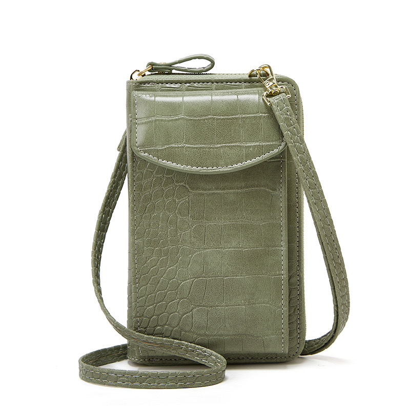 义乌工厂新款鳄鱼纹竖款手机包大容量收纳钱包复古风格翻盖手提包高品质伴手礼