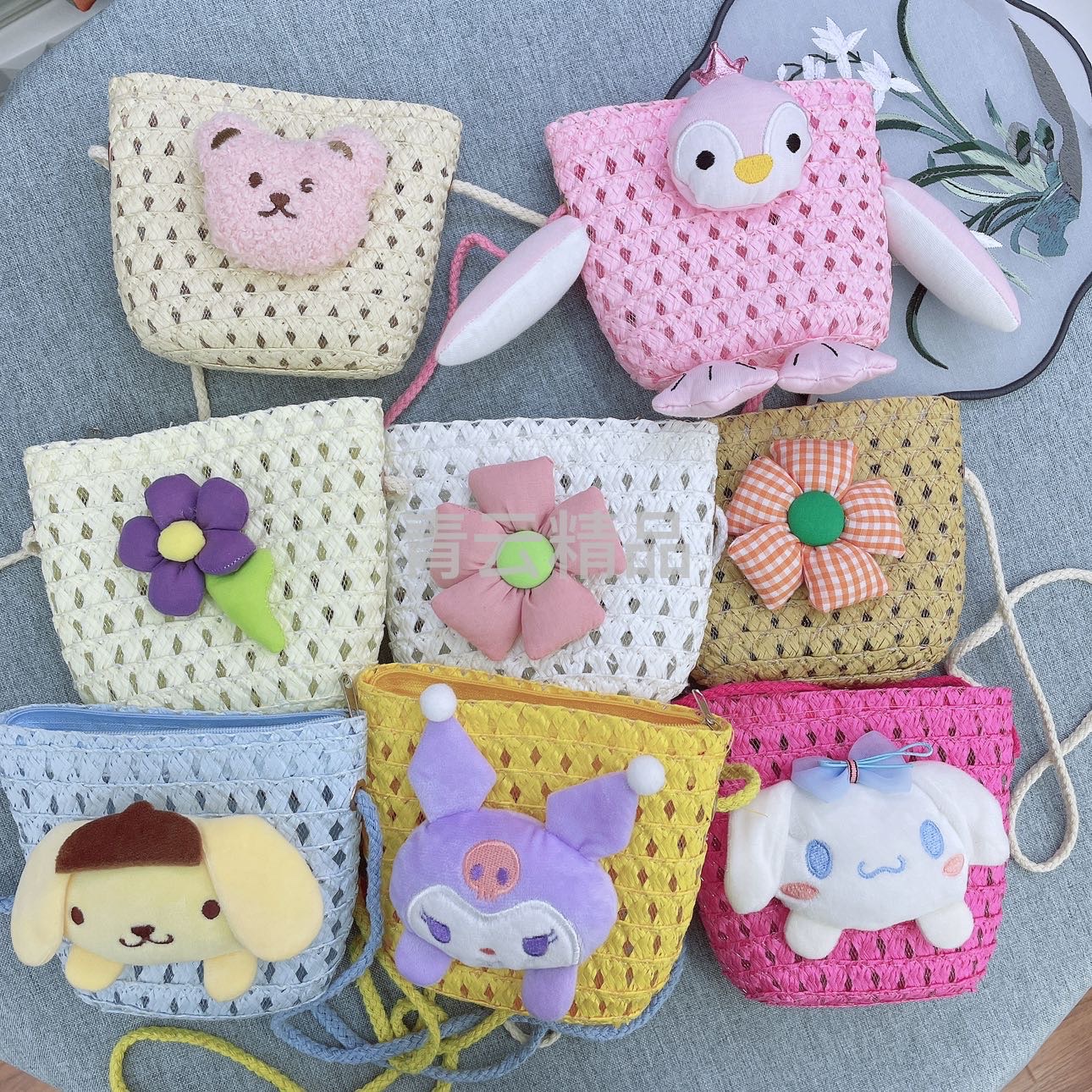 Summer new straw woven bags, children's bags, hand-woven shell bags, mini crossbody small bags, women's bags, coin purses, key bags, children's coin purses Item Picture