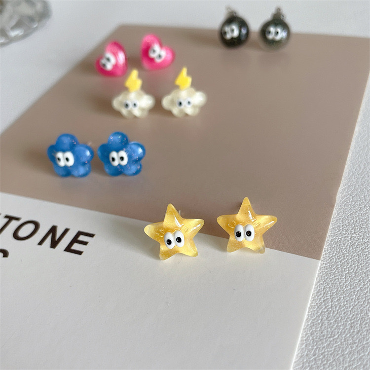 Korean ins jelly translucent earrings for women, mini and cute earrings