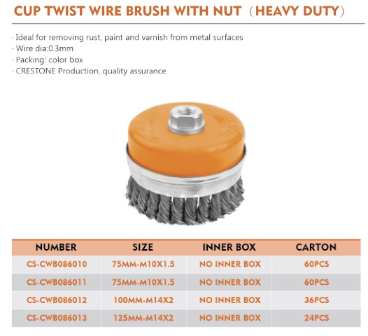 CUT TWIST WIRE BRUSH WHTH NUT（HEAVY DUTY）详情图1