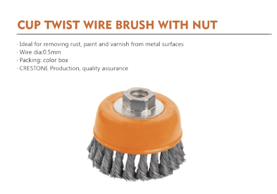 CUP TWIST WIRE BRUSH WITE NUT