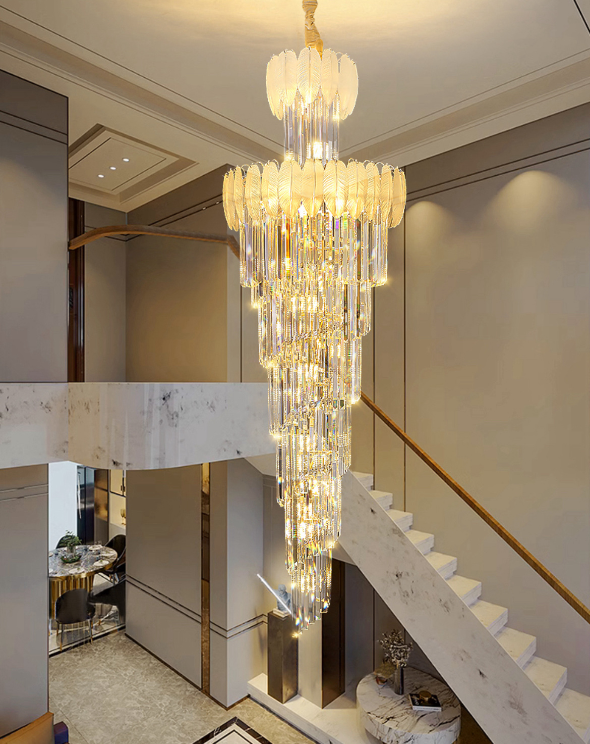 水晶灯，大厅水晶灯，楼梯水晶灯，轻奢水晶灯。灯具详情4