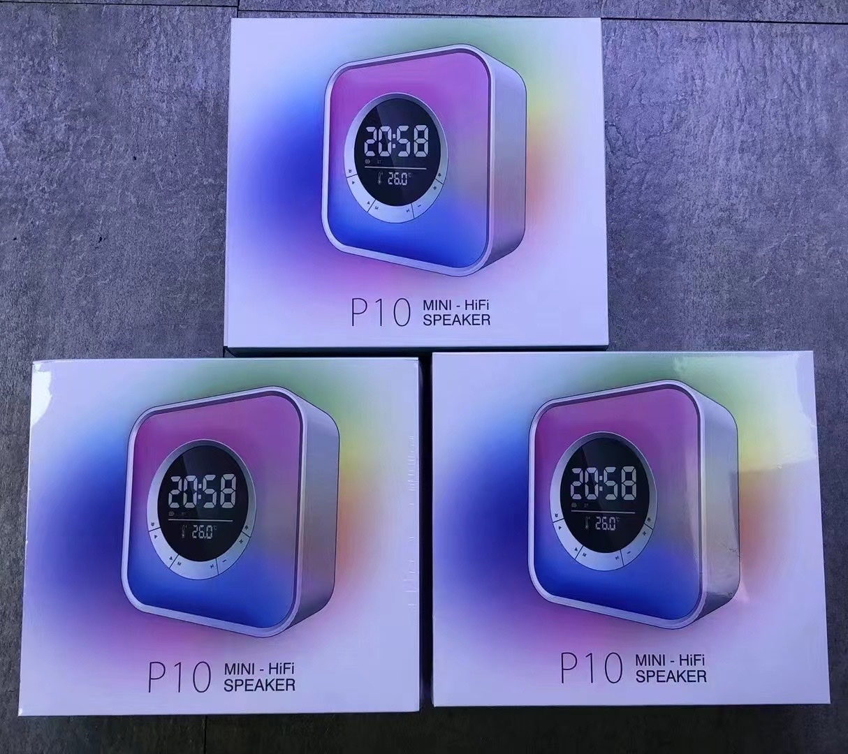 New Cross-Border Bluetooth Speaker Creative Clock Alarm Clock P10 Small Sound Atmosphere Lights Led Bluetooth Speaker Subwoofer Speaker Subwoofer Item Picture