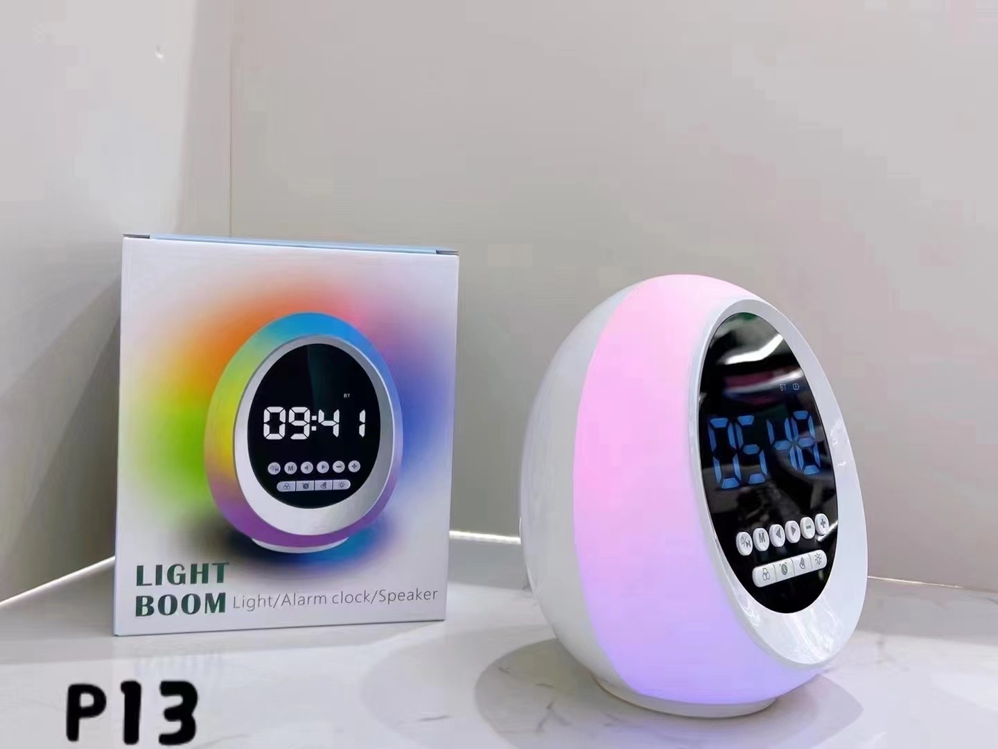 New cross-border digital display ambient light, Bluetooth speaker, multi-functional clock, alarm clock, colorful audio system, bestseller with clock P13 detail image 5