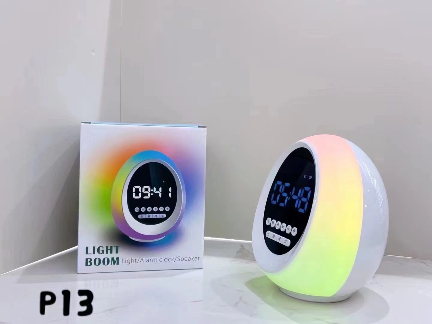 New cross-border digital display ambient light, Bluetooth speaker, multi-functional clock, alarm clock, colorful audio system, bestseller with clock P13 detail image 6