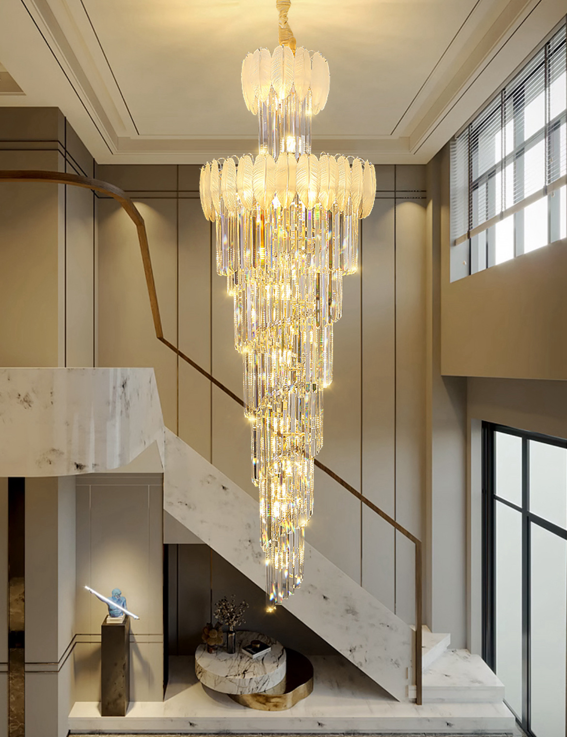 水晶灯，大厅水晶灯，楼梯水晶灯，轻奢水晶灯。灯具详情2