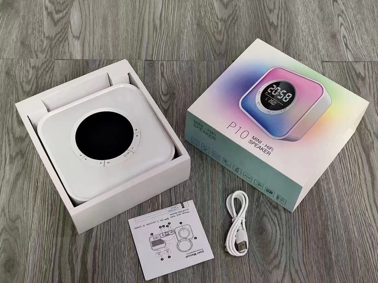 New Cross-Border Bluetooth Speaker Creative Clock Alarm Clock P10 Small Sound Atmosphere Lights Led Bluetooth Speaker Subwoofer Speaker Subwoofer Application Scenario