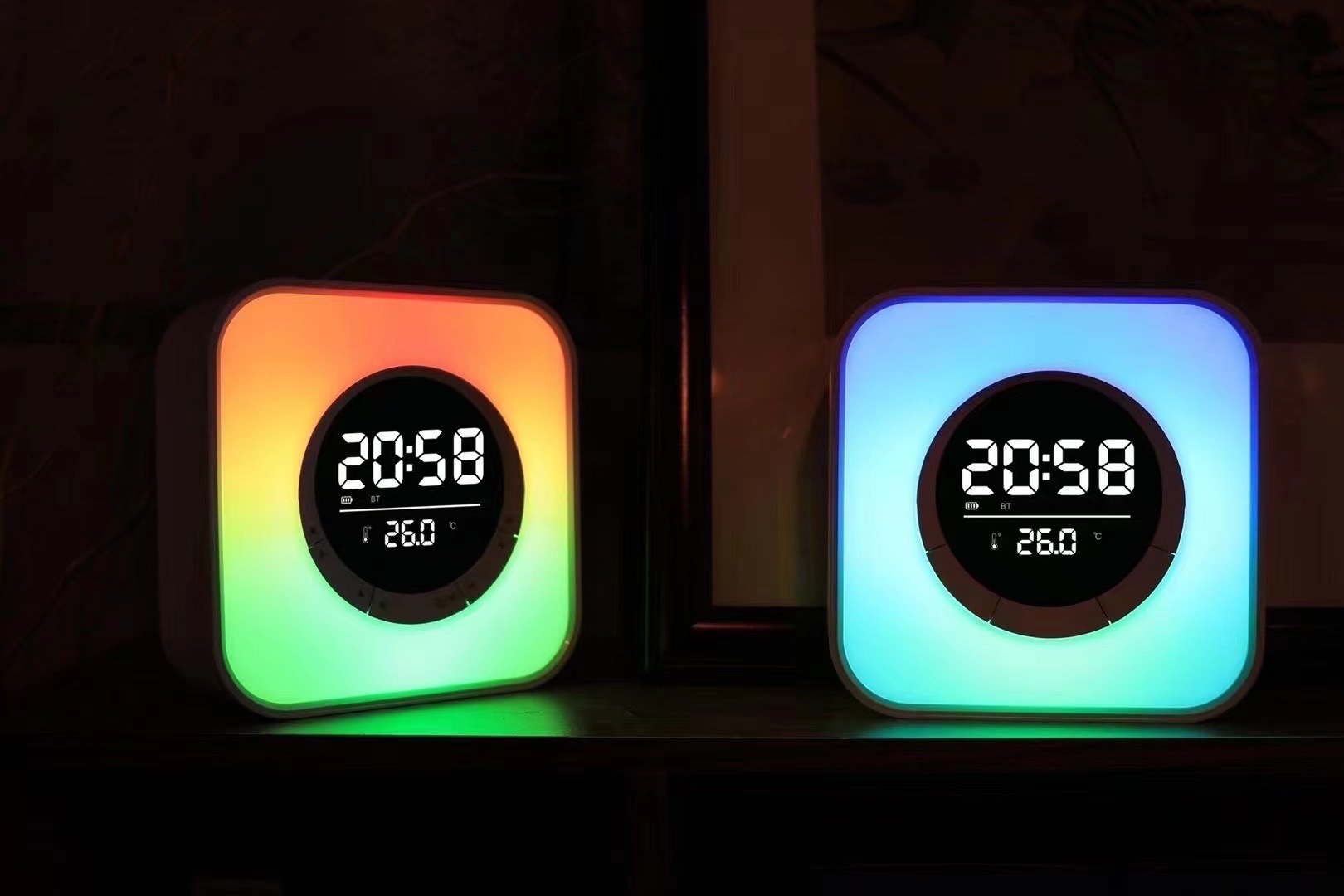 New Cross-Border Bluetooth Speaker Creative Clock Alarm Clock P10 Small Sound Atmosphere Lights Led Bluetooth Speaker Subwoofer Speaker Subwoofer