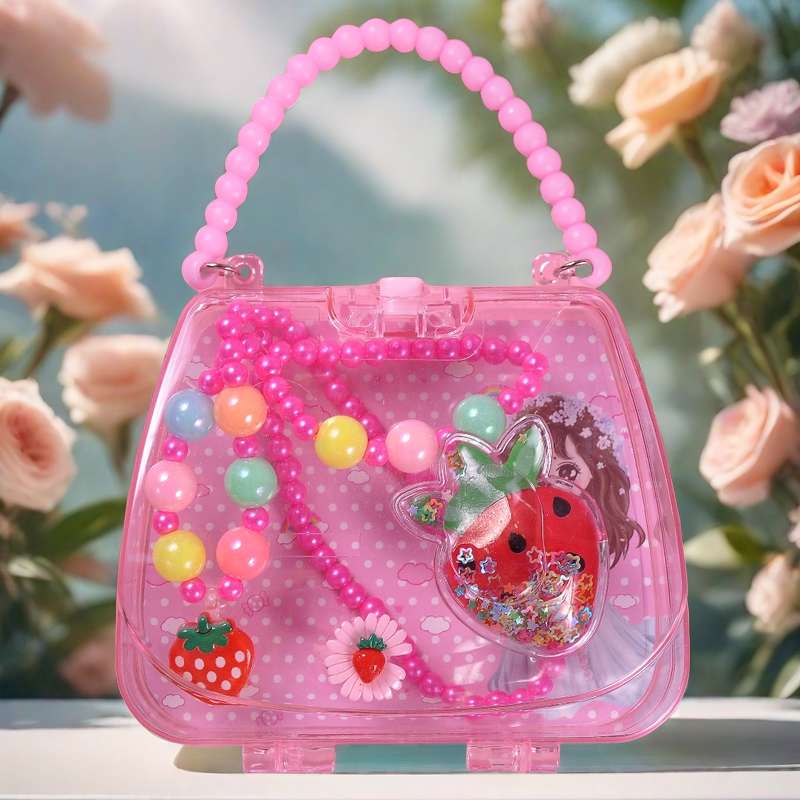 Children's jewelry heart-shaped necklace, ring set, fashionable, cute and safe material that won't hurt hands. For more products, you can consult at store A2-3113, 13957918239 details Picture