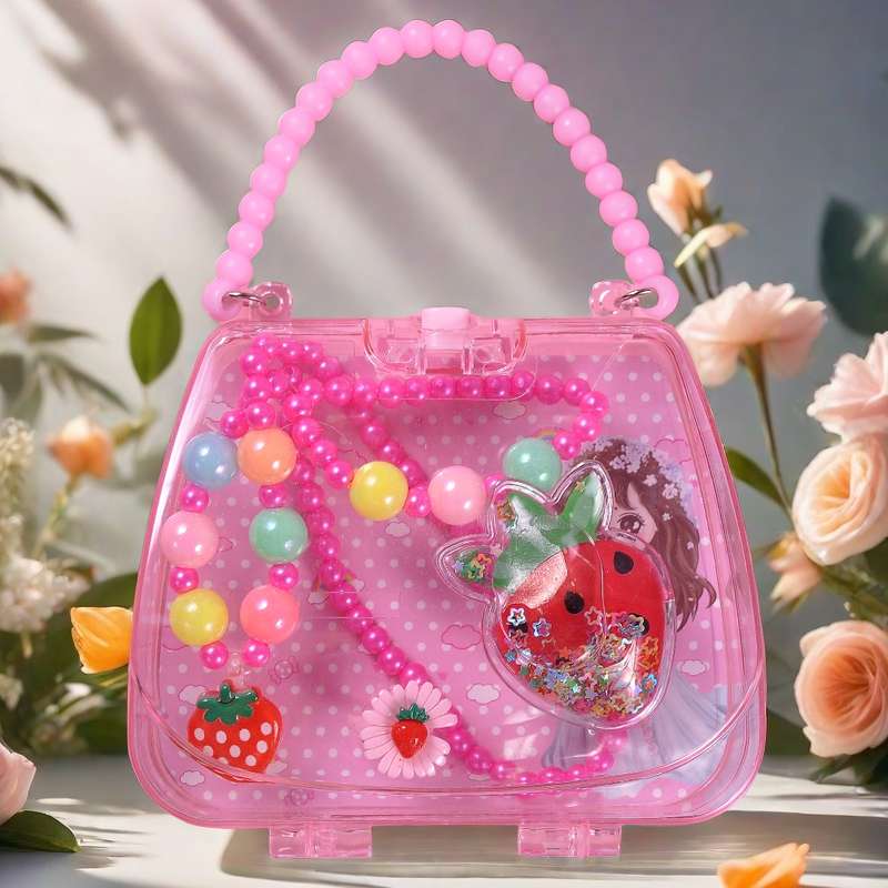 Children's jewelry heart-shaped necklace, ring set, fashionable, cute and safe material that won't hurt hands. For more products, you can consult at store A2-3113, 13957918239 Specification image