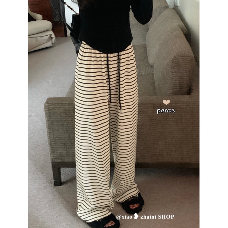 New loose and casual women's pants, summer sportswear for women, wide-leg pants, light, breathable, fashionable and comfortable, casual style, three-dimensional waist, Hong Kong-style horizontal wide-leg pants details Picture