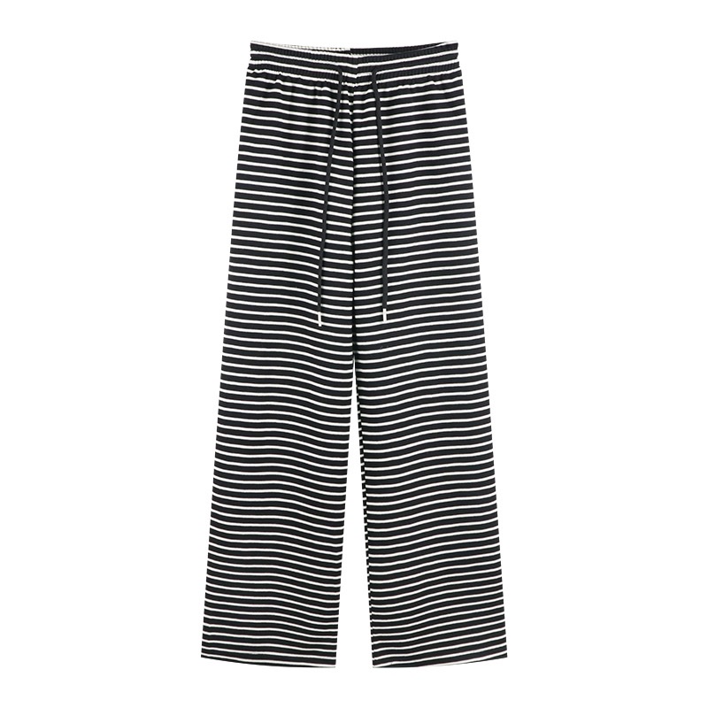 New loose and casual women's pants, summer sportswear for women, wide-leg pants, light, breathable, fashionable and comfortable, casual style, three-dimensional waist, Hong Kong-style horizontal wide-leg pants detail image 14
