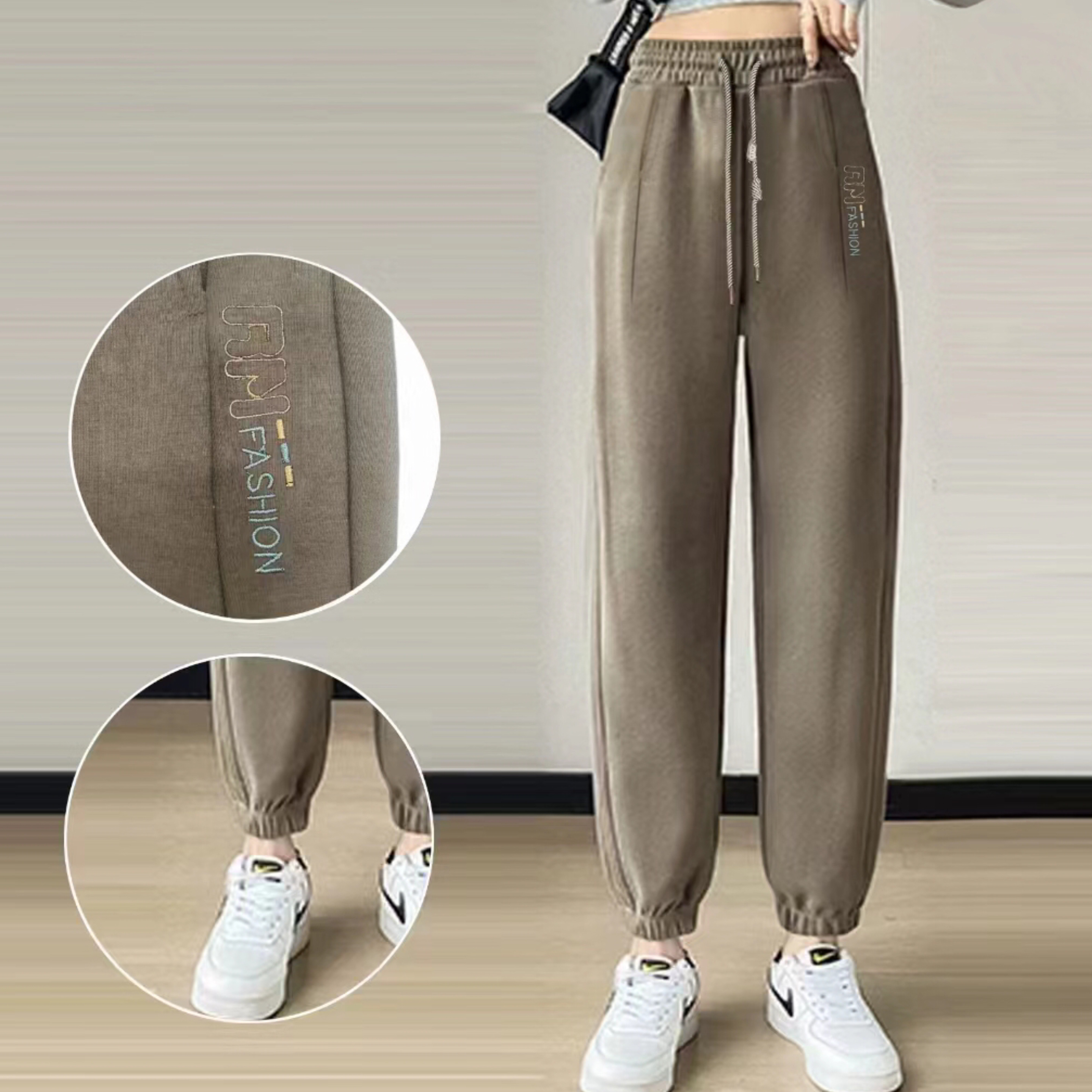 New product launch for Spring/Autumn 2024: Khaki women's sportswear and casual pants, a fashionable and trendy style