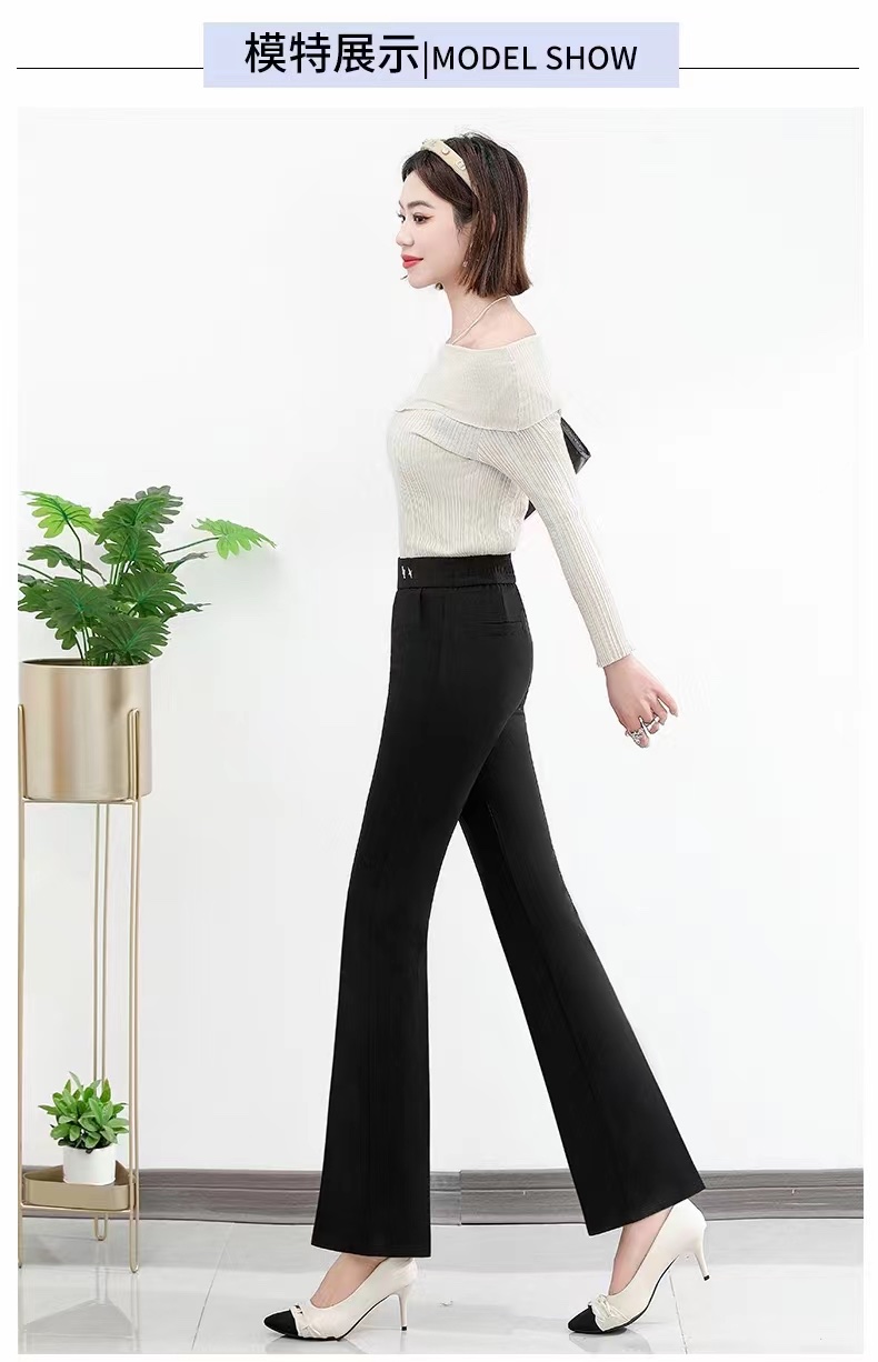 New arrivals for Spring and Autumn 2024: Black women's trousers with a slightly flared and slimming style, a fashionable and trendy look Application Scenario