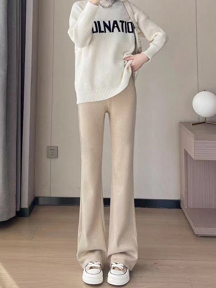 New product launch for Spring/Autumn 2024: Khaki slightly flared slimming women's pants, a fashionable and trendy style Item Picture
