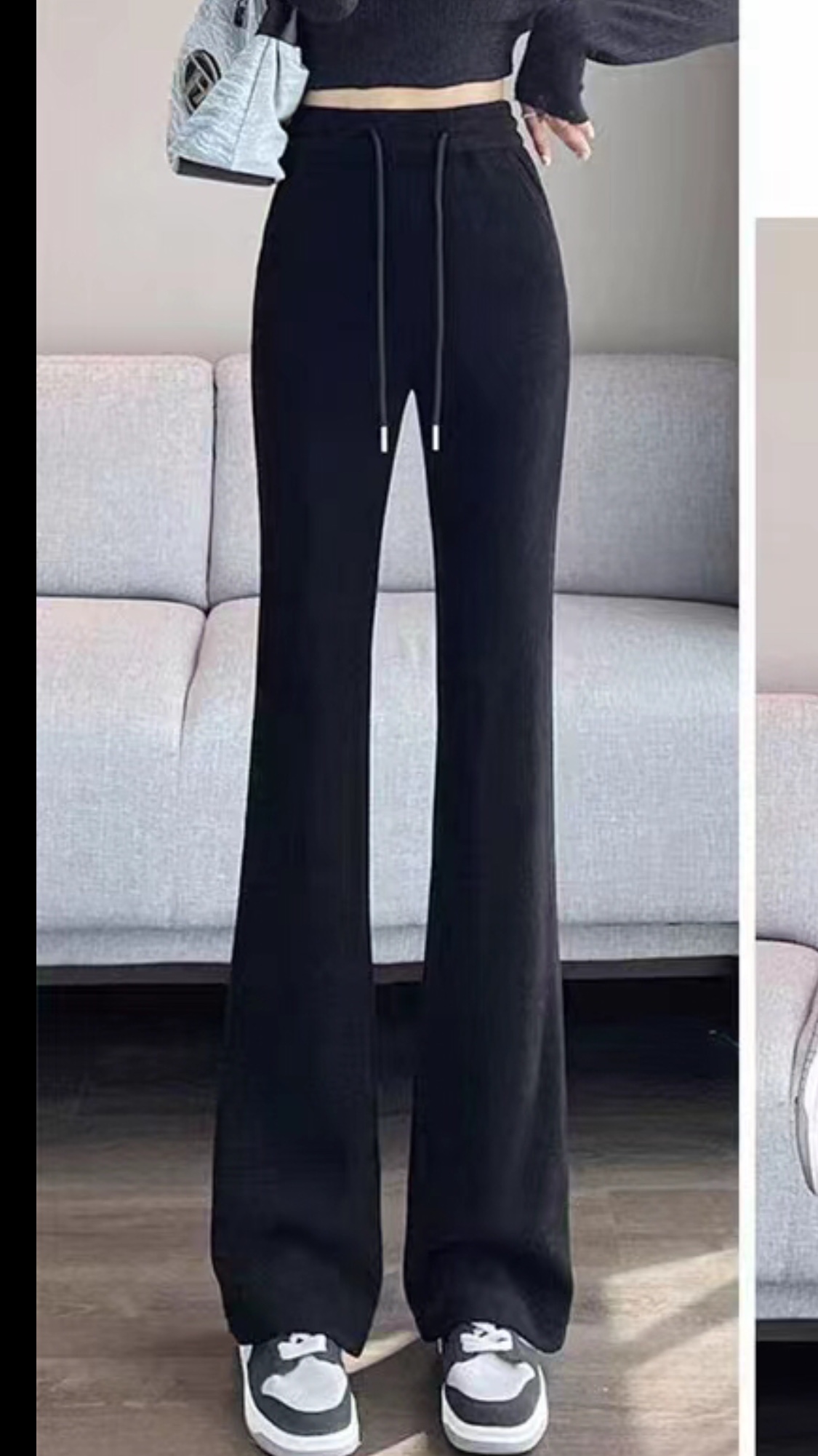 New arrivals for Spring and Autumn 2024: Black women's pants, slightly flared slimming pants, a fashionable and trendy style Item Picture