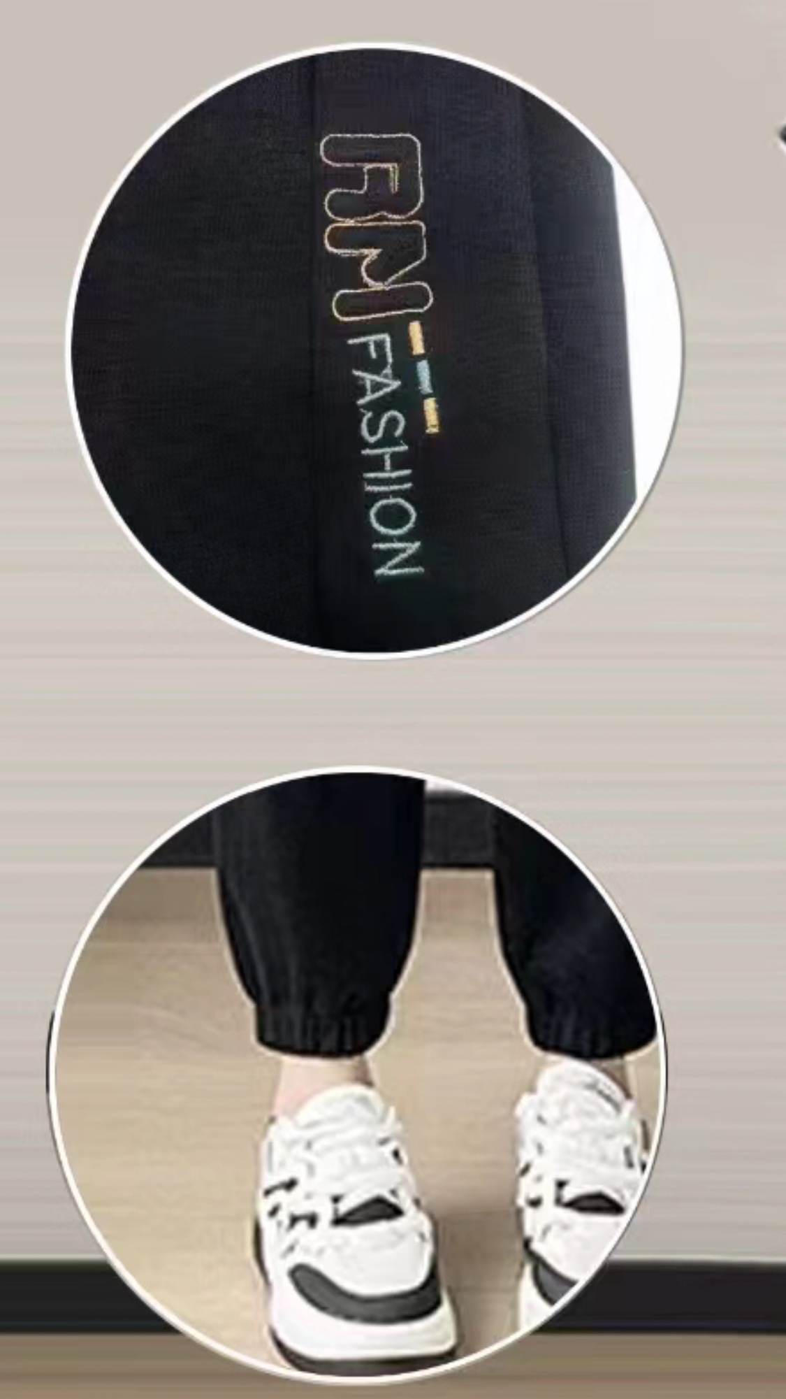New arrivals for Spring and Autumn 2024: Grey and black women's sportswear and casual pants, a fashionable and trendy style Specification image