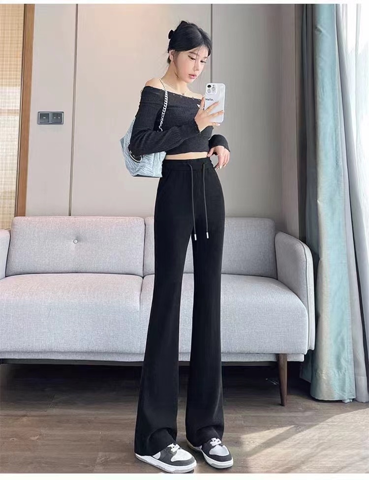 New arrivals for Spring and Autumn 2024: Black women's pants, slightly flared slimming pants, a fashionable and trendy style Specification image
