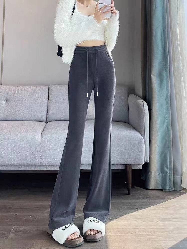 New arrivals for Spring and Autumn 2024: Black and gray women's trousers, slightly flared and slimming, a fashionable and trendy style Item Picture
