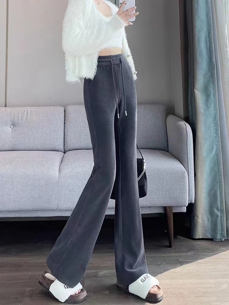 New arrivals for Spring and Autumn 2024: Black and gray women's trousers, slightly flared and slimming, a fashionable and trendy style Application Scenario