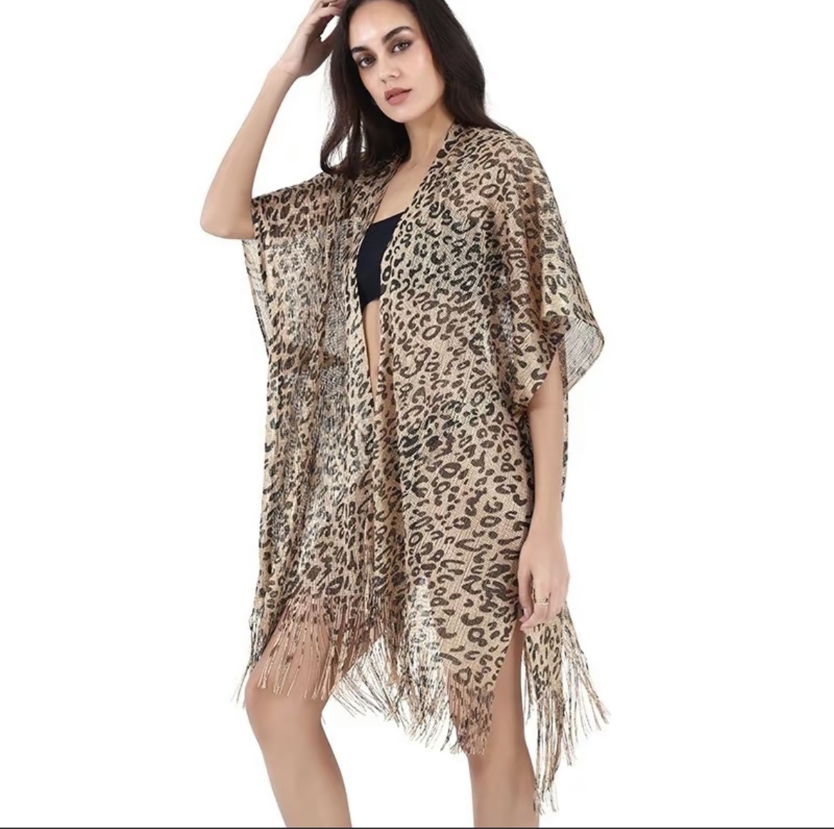 Cross Border Pop Filigree Polyester Print Knit Shawl Belt Thin Sun Protection Shawl Fringed Beach Shawl Item Picture