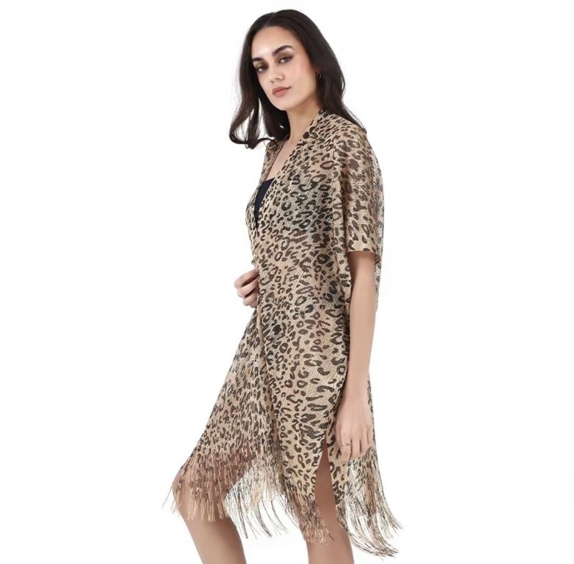 Cross Border Pop Filigree Polyester Print Knit Shawl Belt Thin Sun Protection Shawl Fringed Beach Shawl undefined