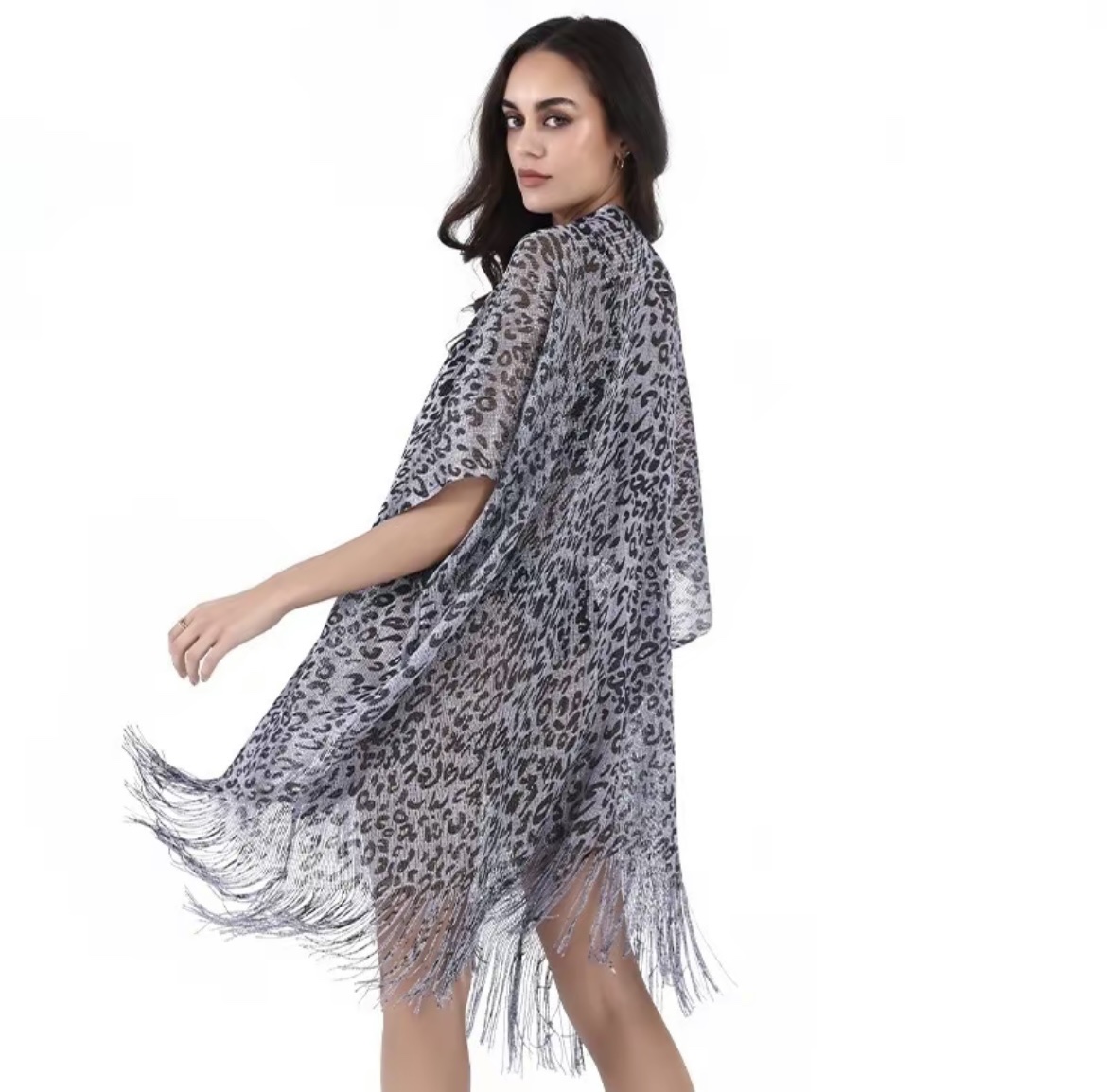 Cross Border Pop Filigree Polyester Print Knit Shawl Belt Thin Sun Protection Shawl Fringed Beach Shawl details Picture