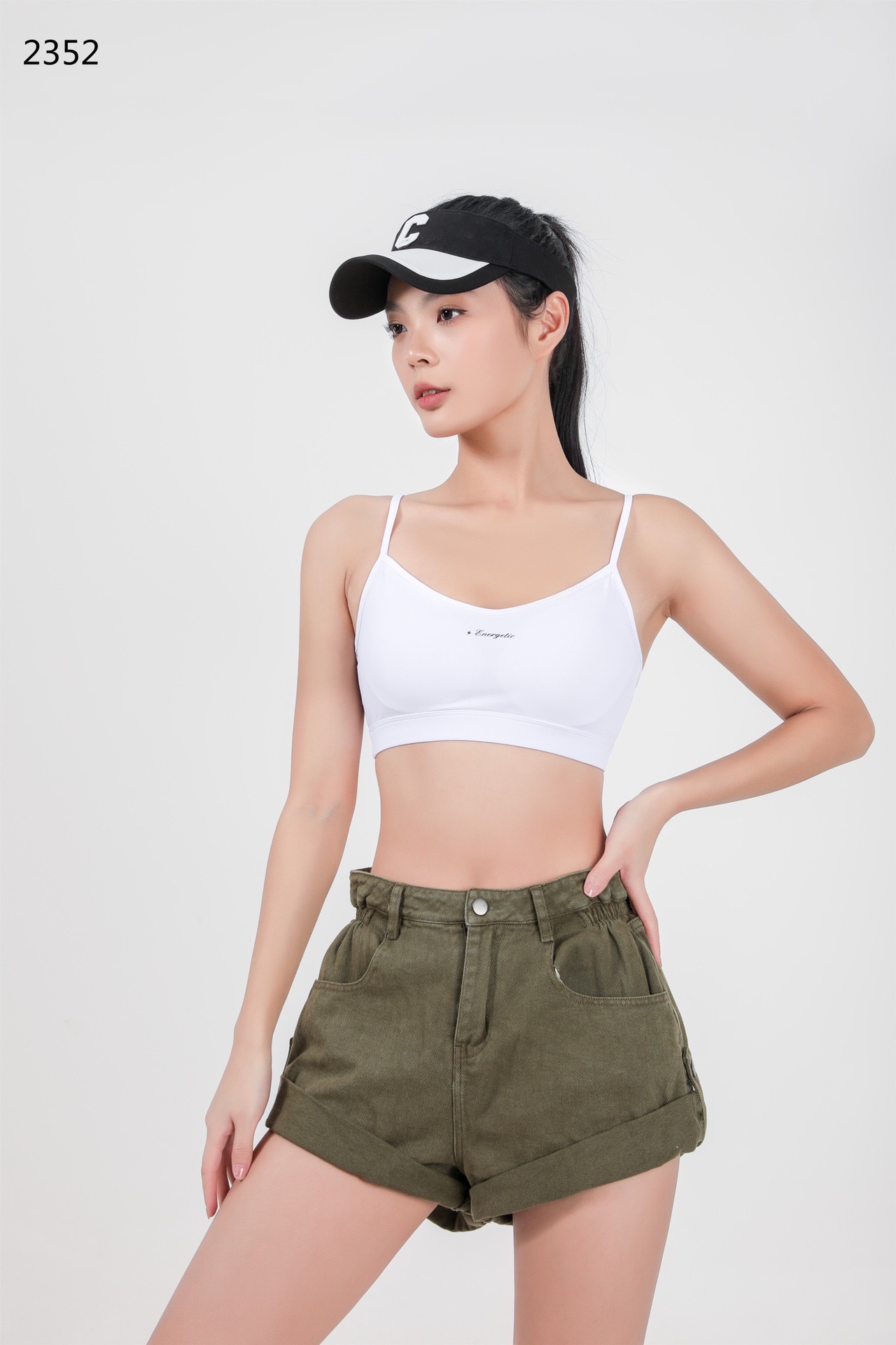 2352 Latex Fixed Cup Polyamide High Elastic Fine Rib Pilates Exercise Yoga Back Bra (M L 2) details Picture