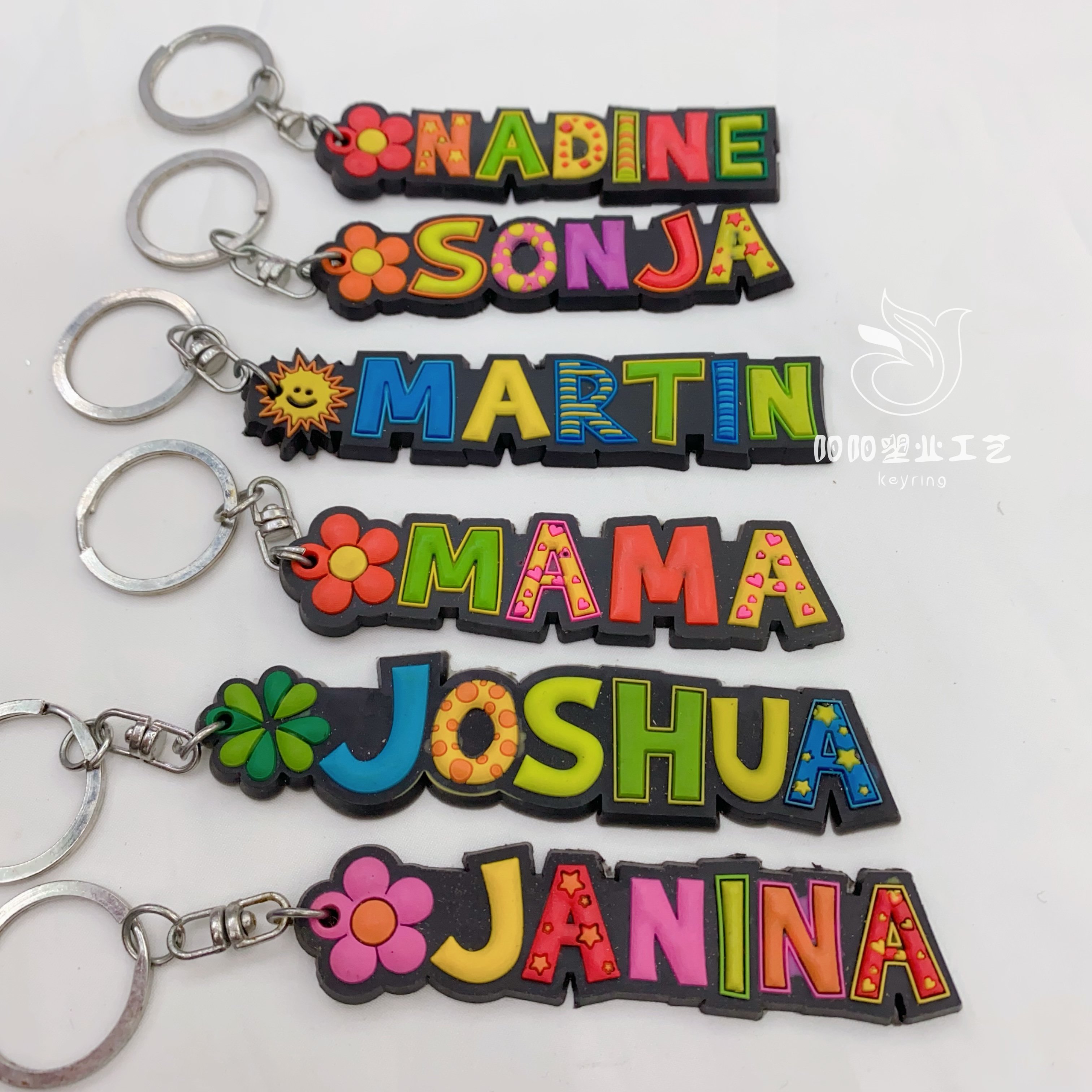Custom Letter Word Pvc Keychain 2 Sides Drop Glue Pvc Soft Glue Key Chain Rubber Keychain Pendant Specification drawing