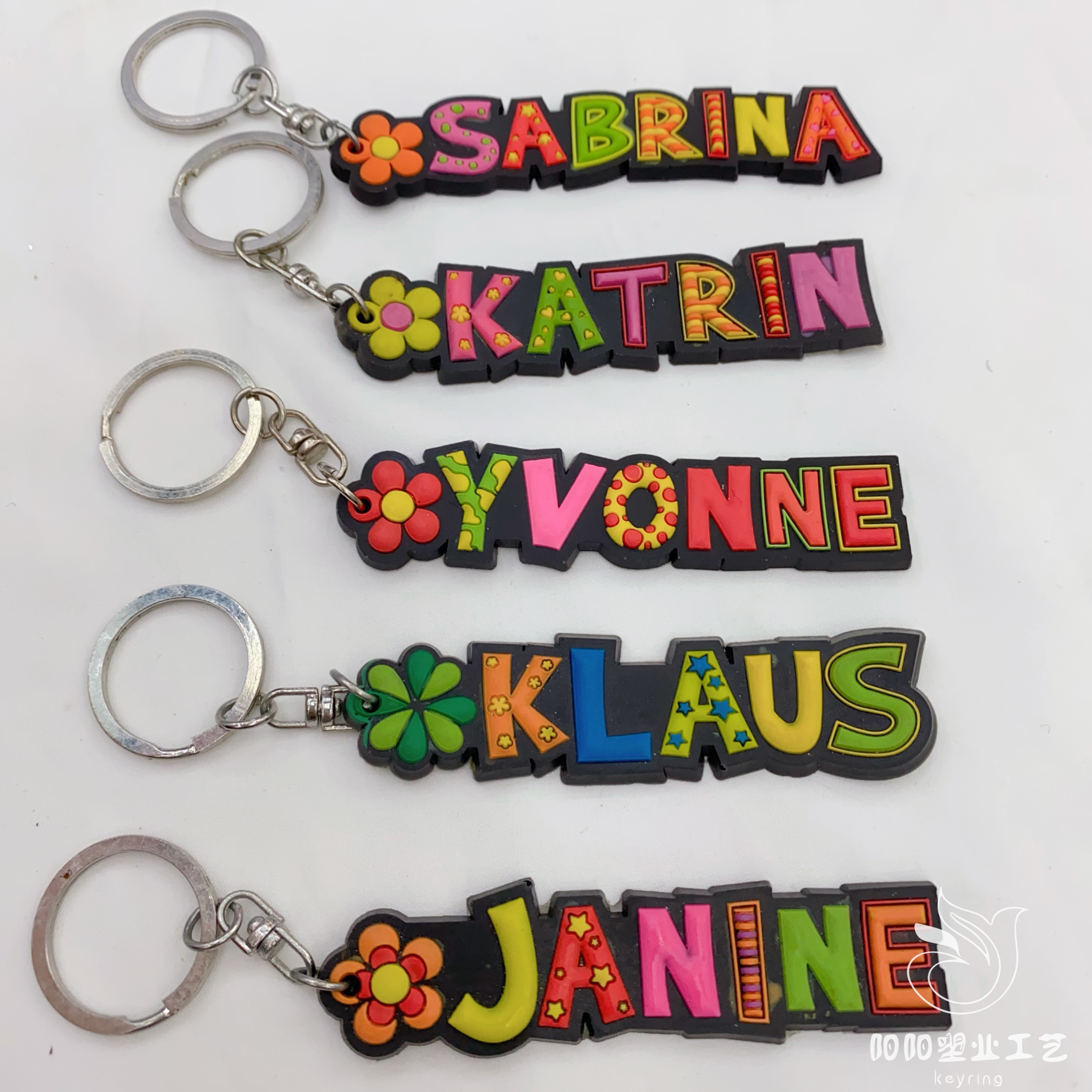 Custom Letter Word Pvc Keychain 2 Sides Drop Glue Pvc Soft Glue Key Chain Rubber Keychain Pendant