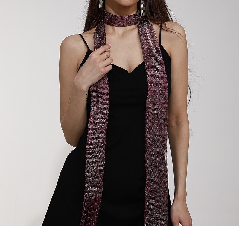 Cross-Border Spring And Autumn Decoration Bright Silk Flow Plate Small Scarf Thin Narrow Long Thin Neck undefined