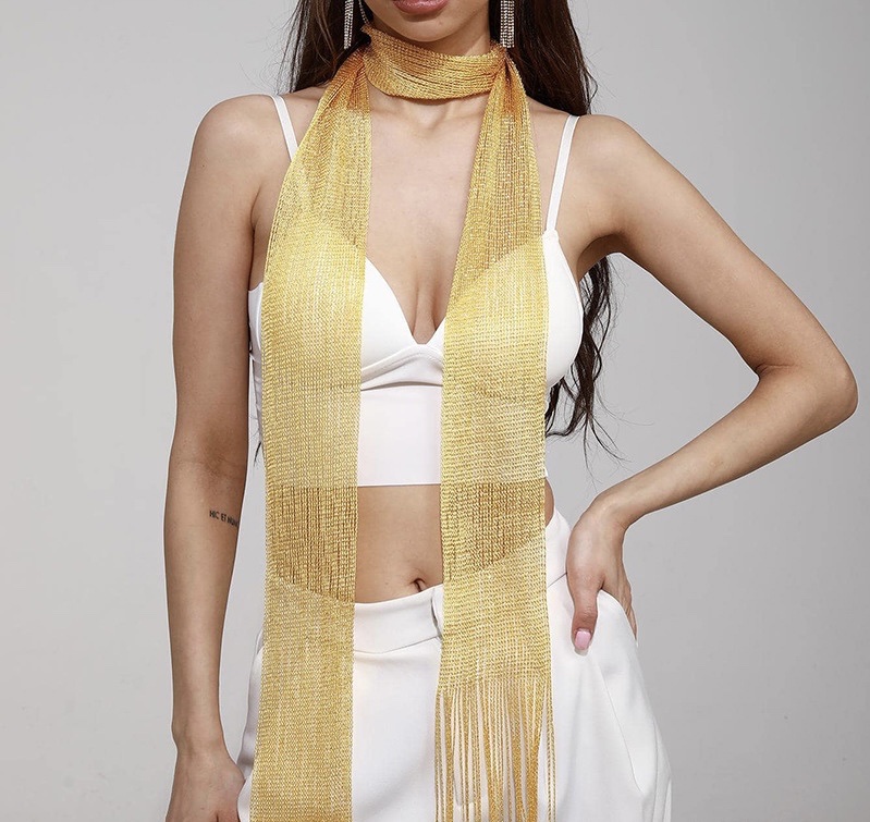 Cross-Border Spring And Autumn Decoration Bright Silk Flow Plate Small Scarf Thin Narrow Long Thin Neck Specification drawing