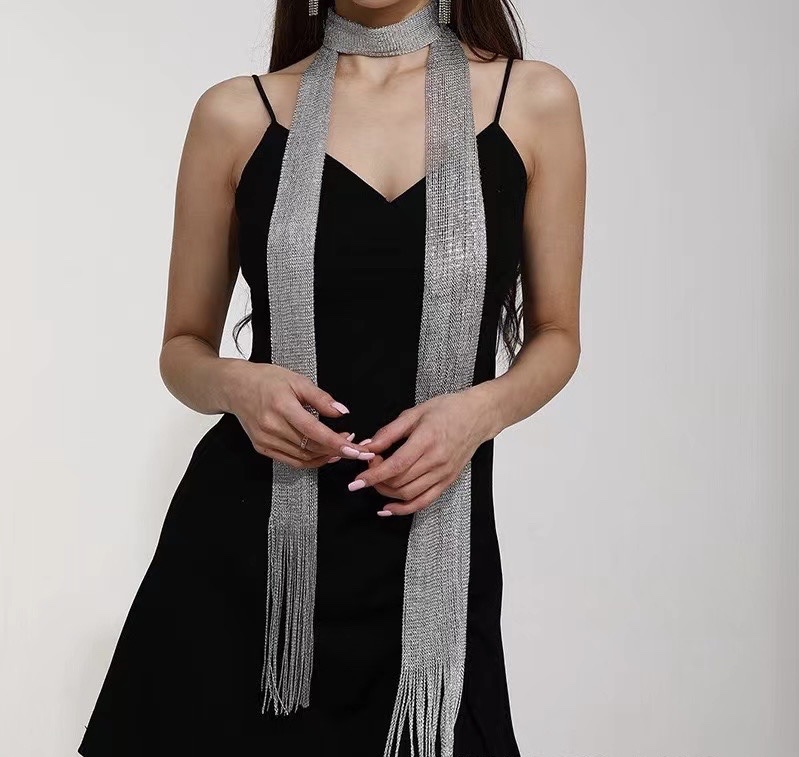 Cross-Border Spring And Autumn Decoration Bright Silk Flow Plate Small Scarf Thin Narrow Long Thin Neck undefined
