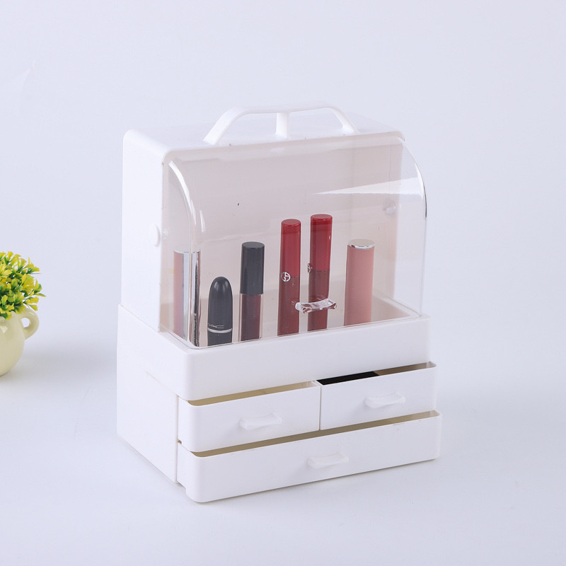 新款多层带分格化妆品收纳盒 手提口红化妆盒女士化妆品收纳架详情图2