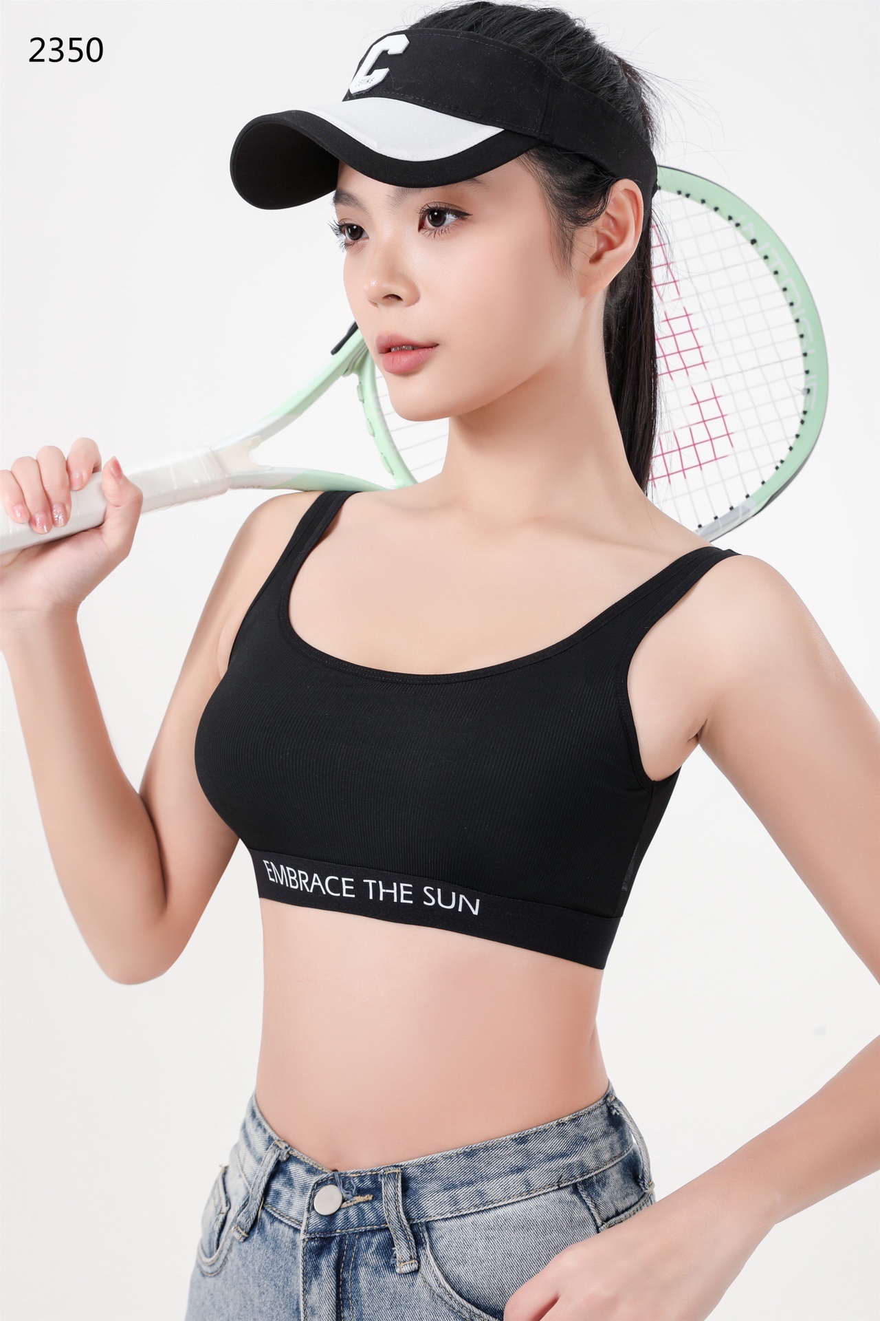 2350 Latex Fixed Cup Pilates Exercise Yoga Nylon High Elastic Fine Rib Casual Back Bra (M L 2) undefined