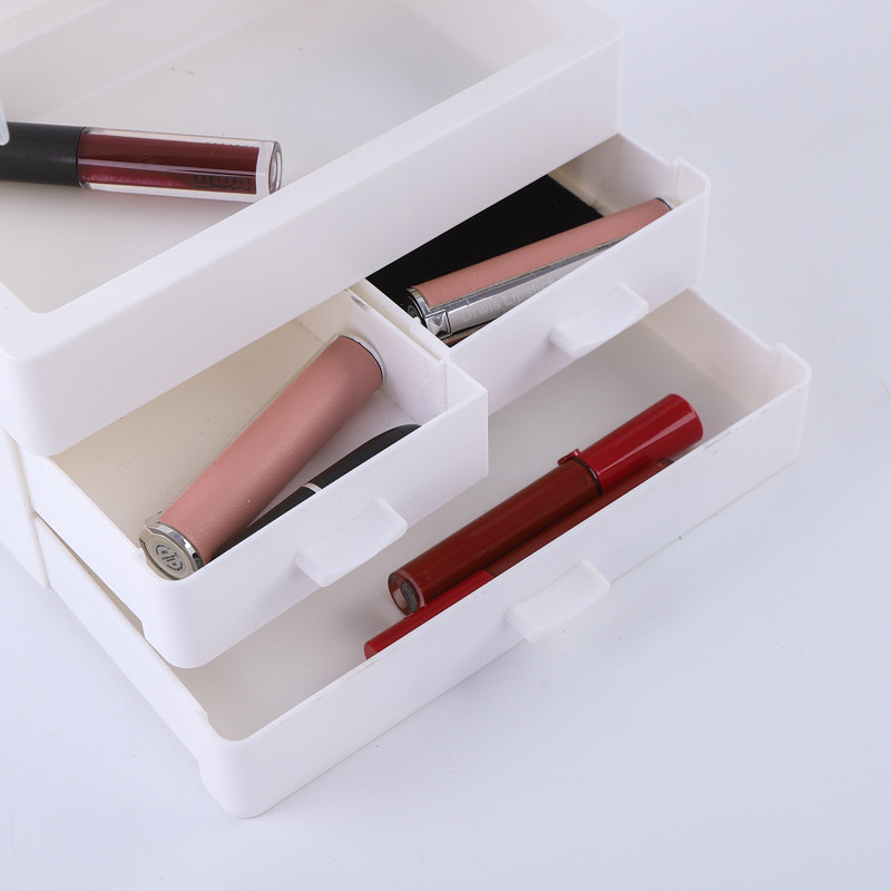 新款多层带分格化妆品收纳盒 手提口红化妆盒女士化妆品收纳架详情图3