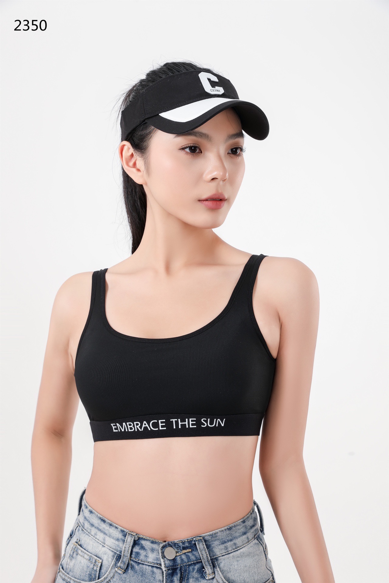 2350 Latex Fixed Cup Pilates Exercise Yoga Nylon High Elastic Fine Rib Casual Back Bra (M L 2) undefined
