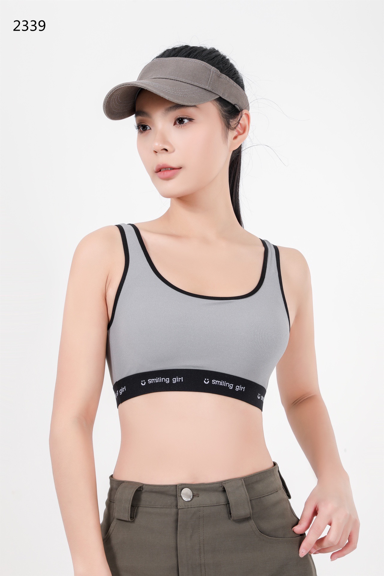 2339 Latex Fixed Cup Pilates Exercise Yoga Nylon High Elastic Fine Rib Casual Back Bra (M L 2) undefined